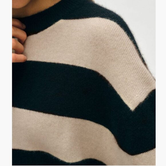 NEW White + Warren stripe cashmere sweatshirt - Picture 3 of 8